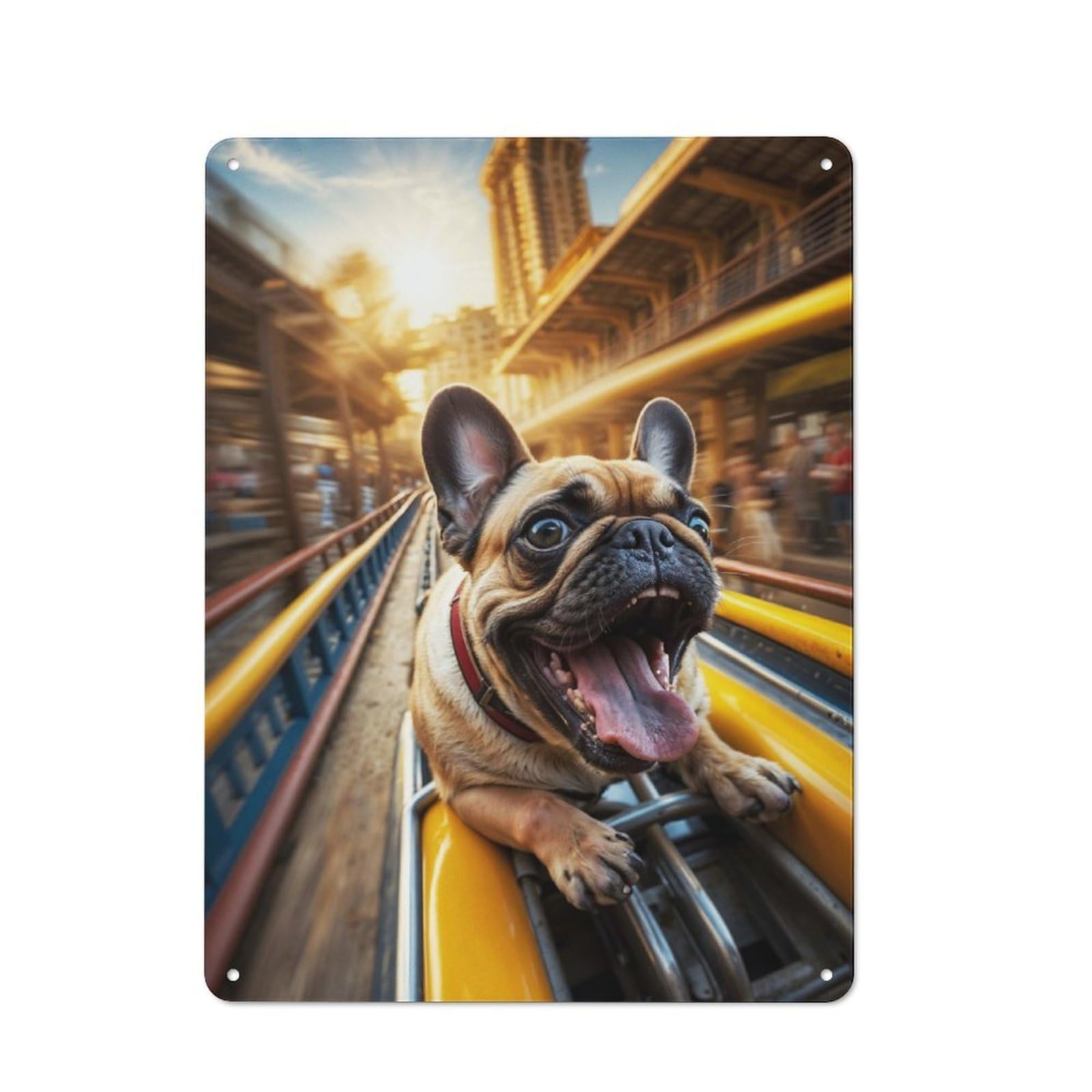Junmoney Bulldog Coaster Blast Metal Wall Sign 40X30cm Featuring For Home Bar Wall, Housewarming Present For People Styling Home Bar