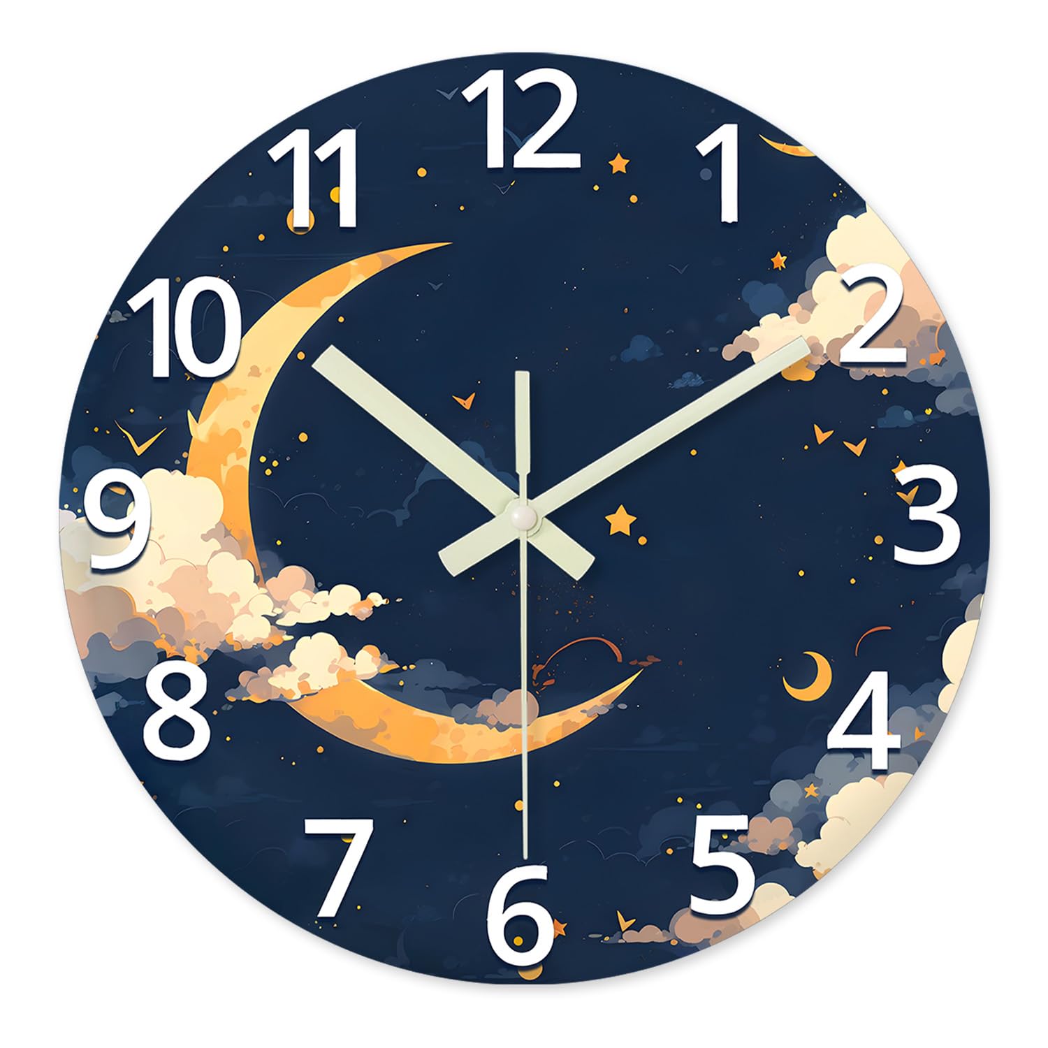 Horloge murale lune bleu foncé pour salle de bain moderne et zen