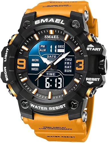 SMAEL Relojes militares para hombre, reloj deportivo al aire libre, impermeable, LED, alarma de fecha, digital, analógico, relojes de pulsera para