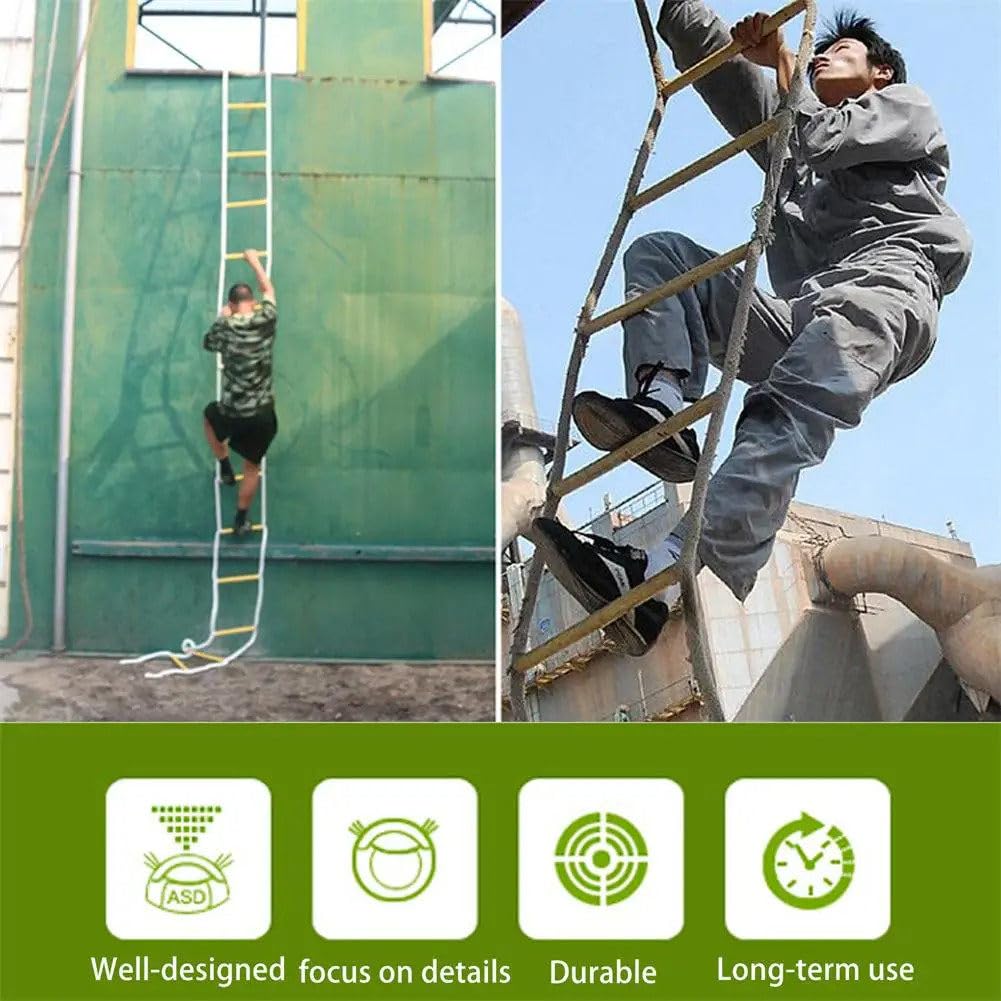Genérico Escalera de Cuerda de Emergencia para Escape de Incendios - Longitud Ajustable de 5 m a 30 m, Escalera de Seguridad compacta y Reutilizable con 2 Ganchos - Ideal para niños y Adultos, soluci