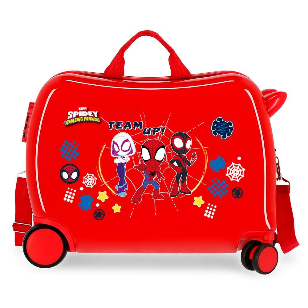 Marvel Spiderman Spidey and Friends Maleta Infantil Rojo 50x39x20 cms Rígida ABS Cierre de combinación lateral 34L 1,8 kgs 4 Ruedas Equipaje de Mano