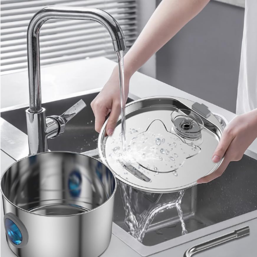 Fuente de agua para gatos acero inoxidable recargable miniatura 6