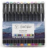 Kalesa Watercolor Brush Marker Pens, 1.5 mm Pointed Felt Nib, Medium Firm Tip, Set of 12 Colors