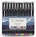 Kalesa Watercolor Brush Marker Pens, 1.5 mm Pointed Felt Nib, Medium Firm Tip, Set of 12 Colors