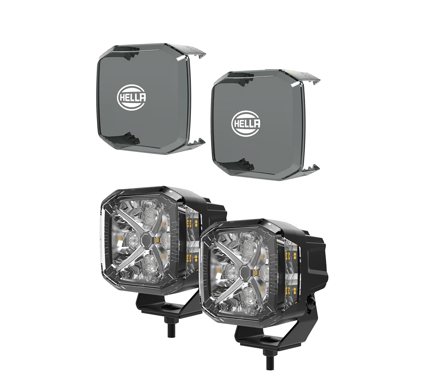 Hella X-TREME XT-4S Spot Beam 4-Inch LED Offroad Driving Light with 7100LM, Featuring Amber/White X Position Light and Side Signal