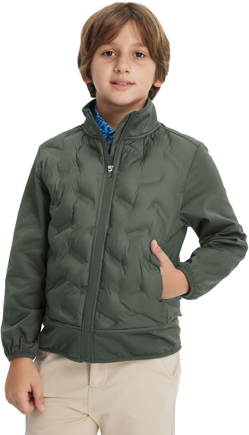 M MAELREG Boys Winter Jacket Lightweight Performance Windproof Collar Full Zip Casual Youth Puffer Jacket with Pockets