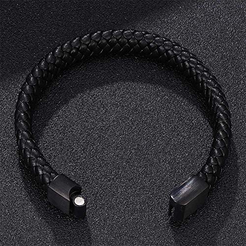 Christ Archangel St. Michael Prayer Protection Catholic Magnetic Leather Bracelet, Religious Christian God Saint Angel Amulet Bangle Christening Personalized Engraved Jewelry For Men Women,20.5Cm #TOP2