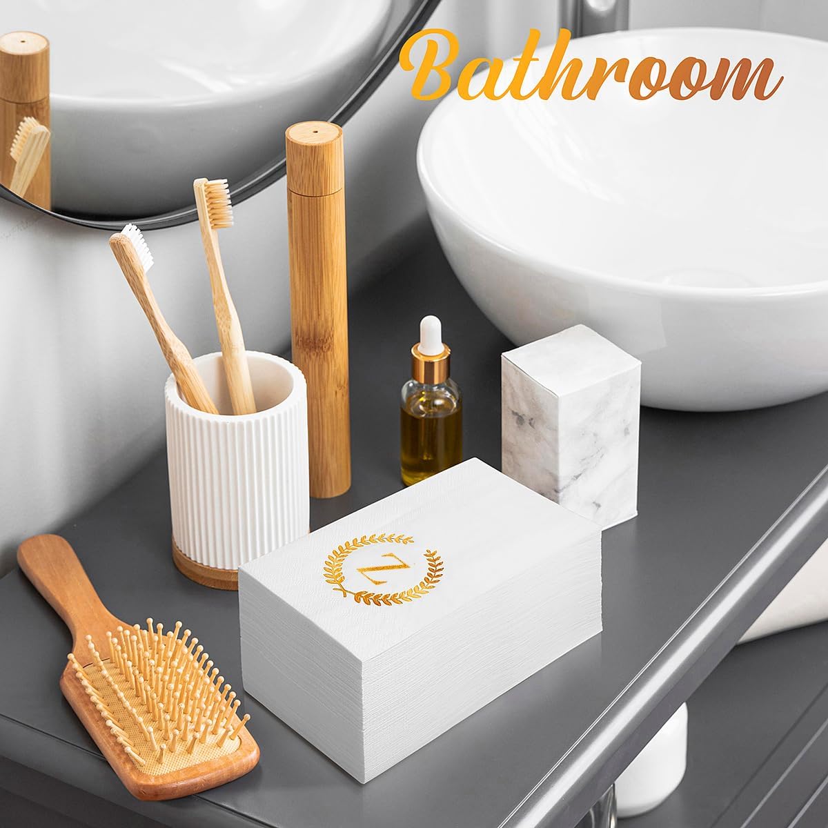 200 Pack Monogrammed Disposable Napkins Gold Foil Letter Z Guest Napkins Initial Disposable Hand Paper Towels for Wedding Engagement Baby Shower Party Home Kitchen Bathroom Dinner Decorative Towels
