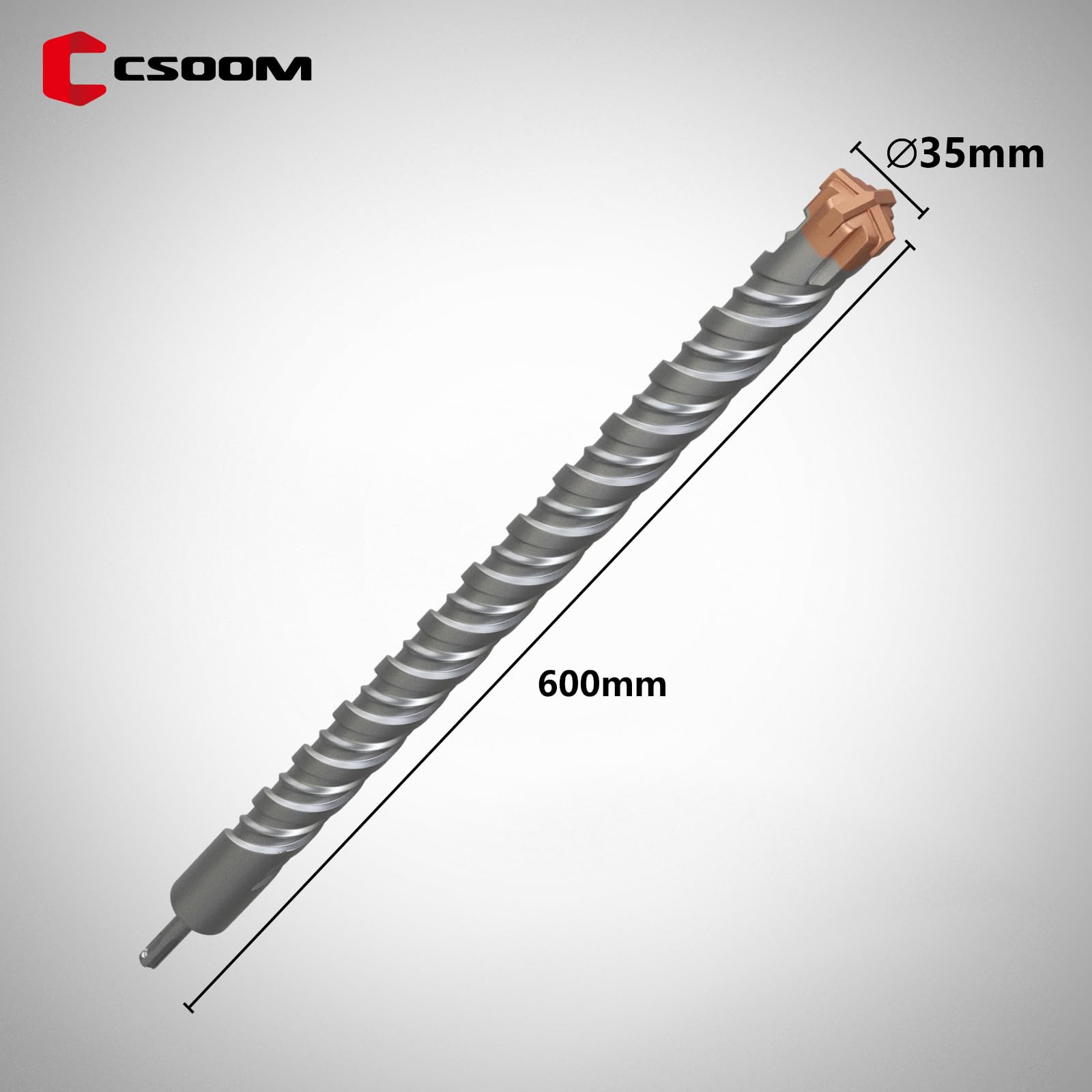 CSOOM Punta per trapano SDS Plus, 35 x 600 mm, punta professionale per calcestruzzo, ideale per forare pietra, calcestruzzo, pietra naturale, muro di mattoni