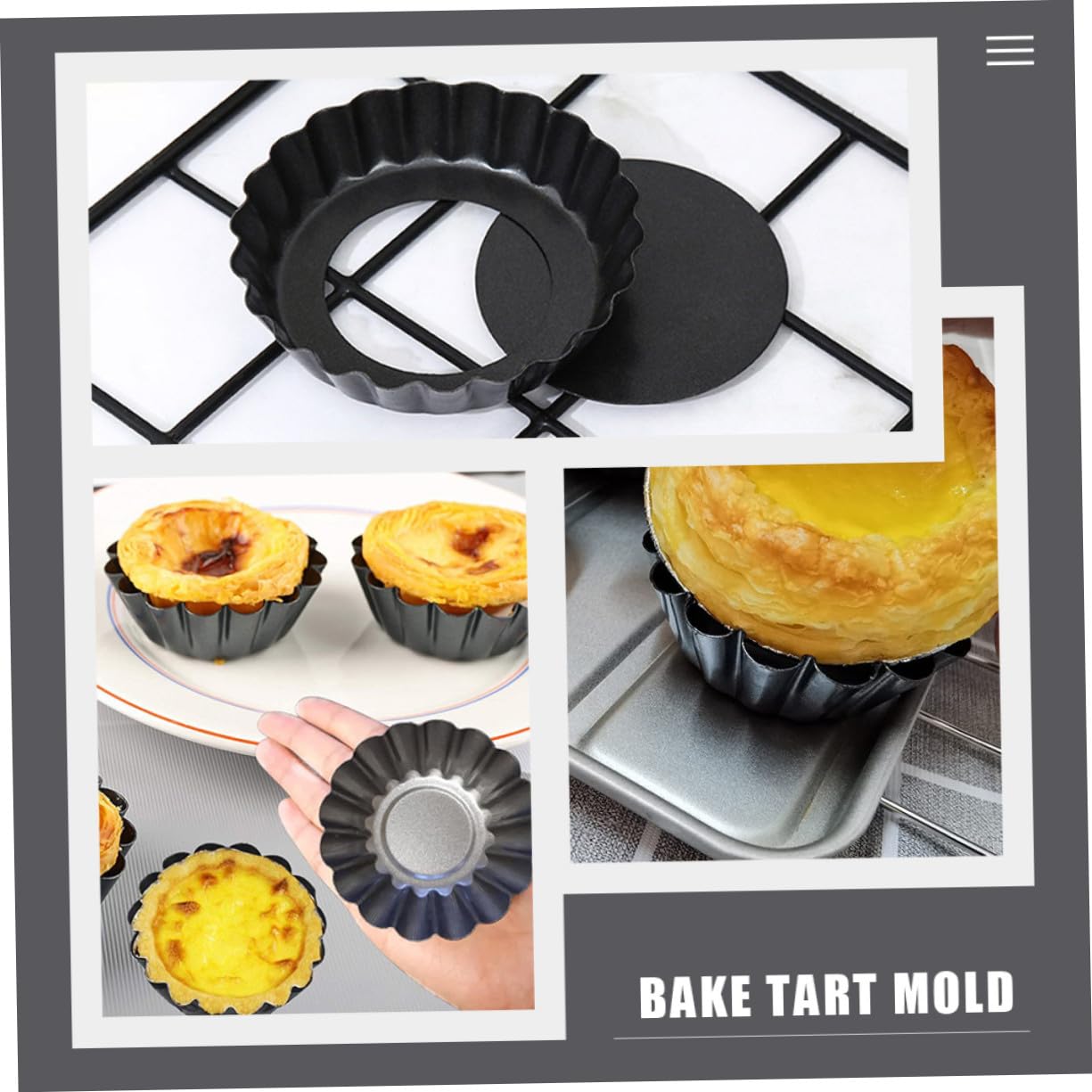 5 piezas Moldes Mini Tartaletas Antiadherentes con Base Extraíble Acero Carbono para Hornear Tartas Quiches y Postres Casa o Profesional