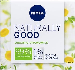 NIVEA Naturally Good Radiance Sensitive Day Cream (50 ml), Moisturising Face Cream + Organic Chamomile Extract, Face Moisturiser for Sensitive Skin, Soothing Moisturiser