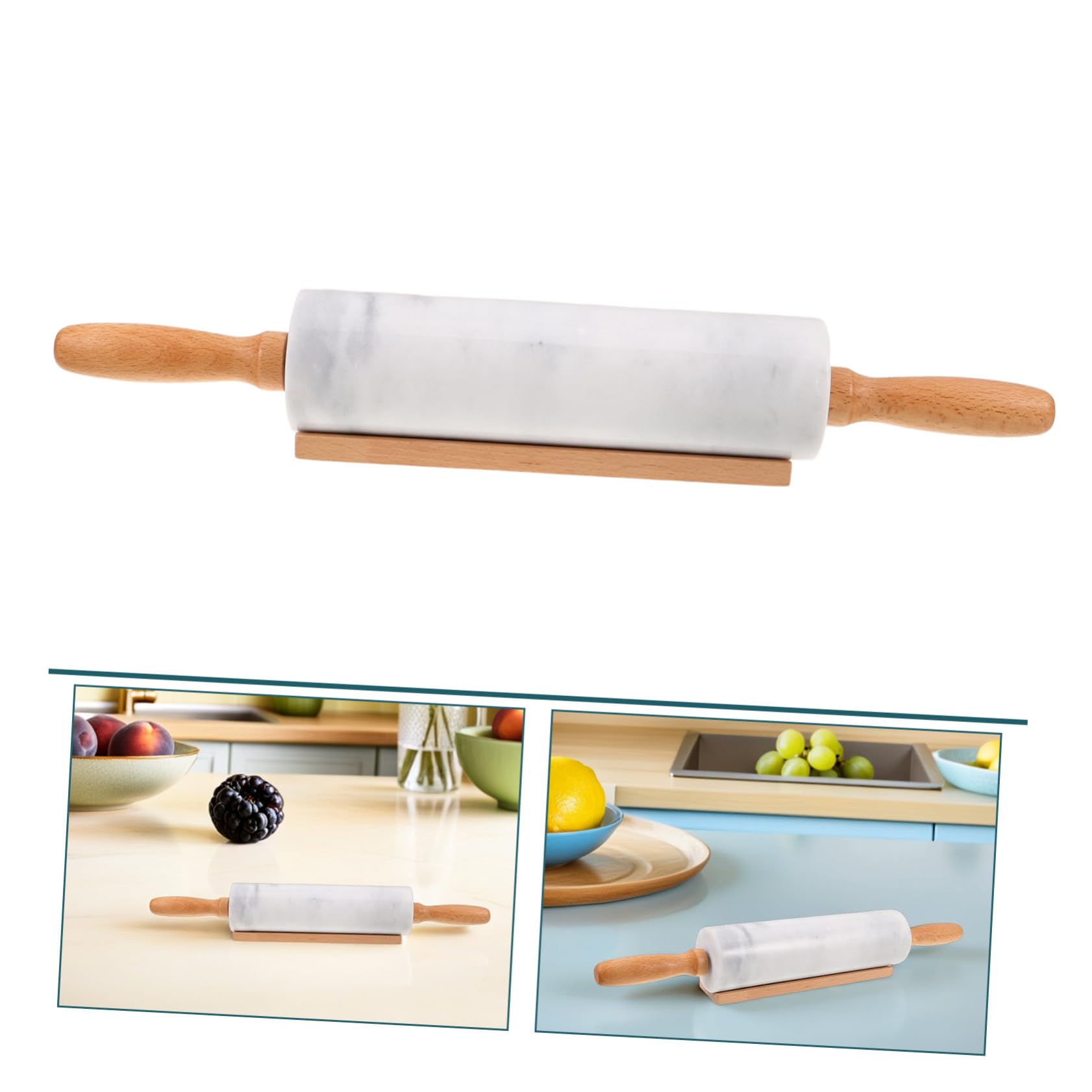 VILLCASE 3 Piezas Rodillos de Mármol para Masa Antideslizantes y Ergonómicos Herramienta de Cocina para Repostería Pizza Pan y Fondant Pequeño Uso Doméstico y Profesional