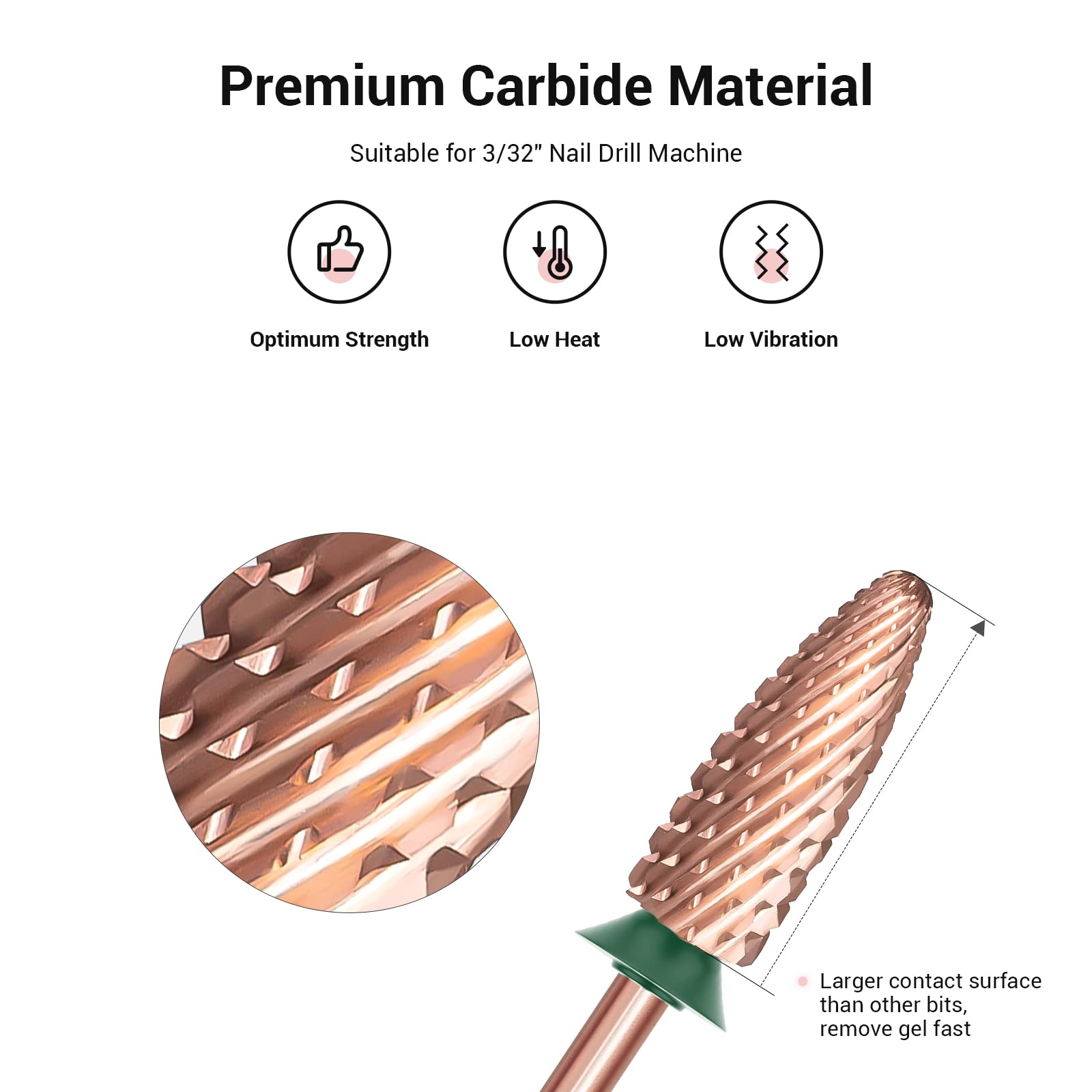 MelodySusie Long Flame Nail Drill Bits, 3/32'' Carbide Tungsten Bits - Image 2