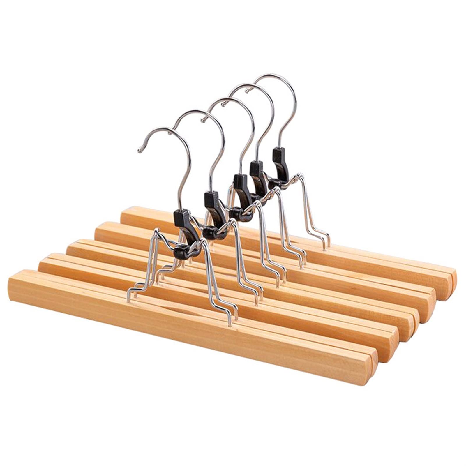 NGDFGR 5Pcs Wooden Clothes Hanger For Skirt Pants Multifunctional Coat Rack For Clothes Store Home Wardrobe Storage Hanger Skirt Hangers
