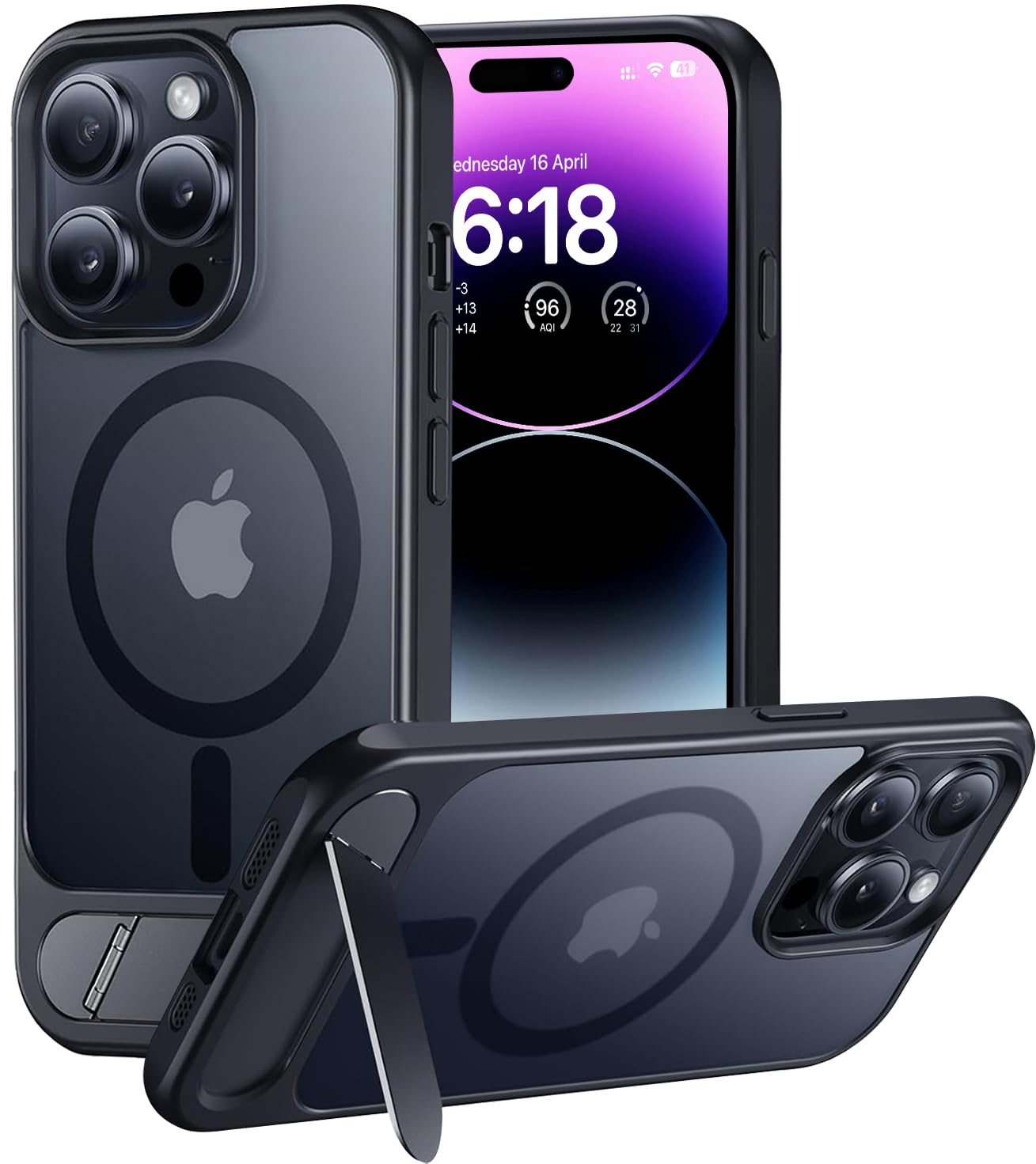 Eligo for iPhone 14 Pro Max Case, Compatible with MagSafe, Magnetic Cover with Invisible Stand, Shockproof Protection Phone Shell, Matte Kickstand Back Cases for Apple 14 Pro Max 6.7" (2022) (Black)