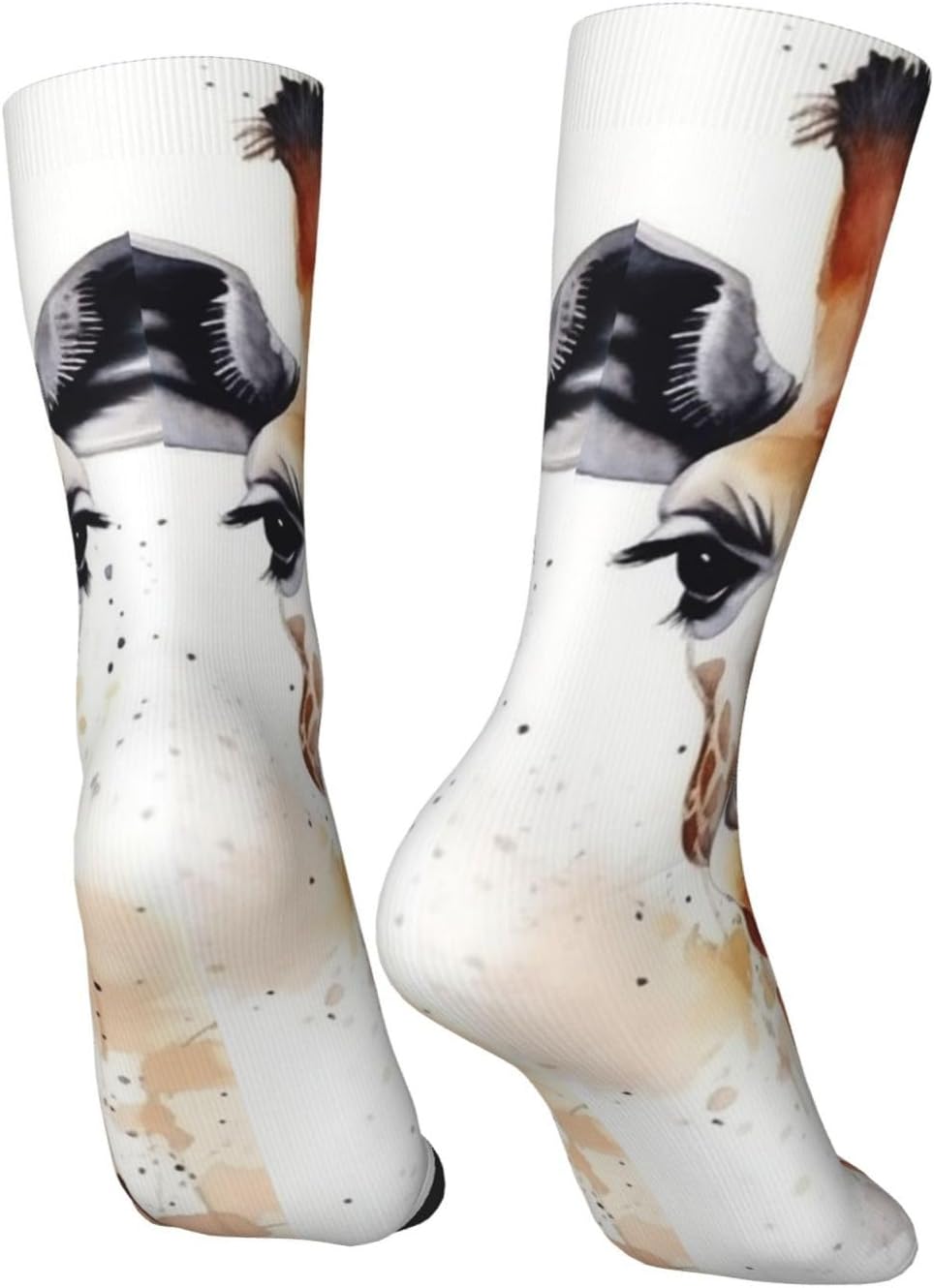 Stylish Animal Watercolor Giraffe Crew Socks for Men Women Moisture Wicking Cushion Athletic Sock Casual Novelty Socks Gift