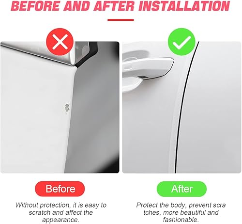 Miniatura 4 de Protectores de borde de puerta de automóvil, protector de umbral de puerta de automóvil transparente invisible de fibra de carbono, película