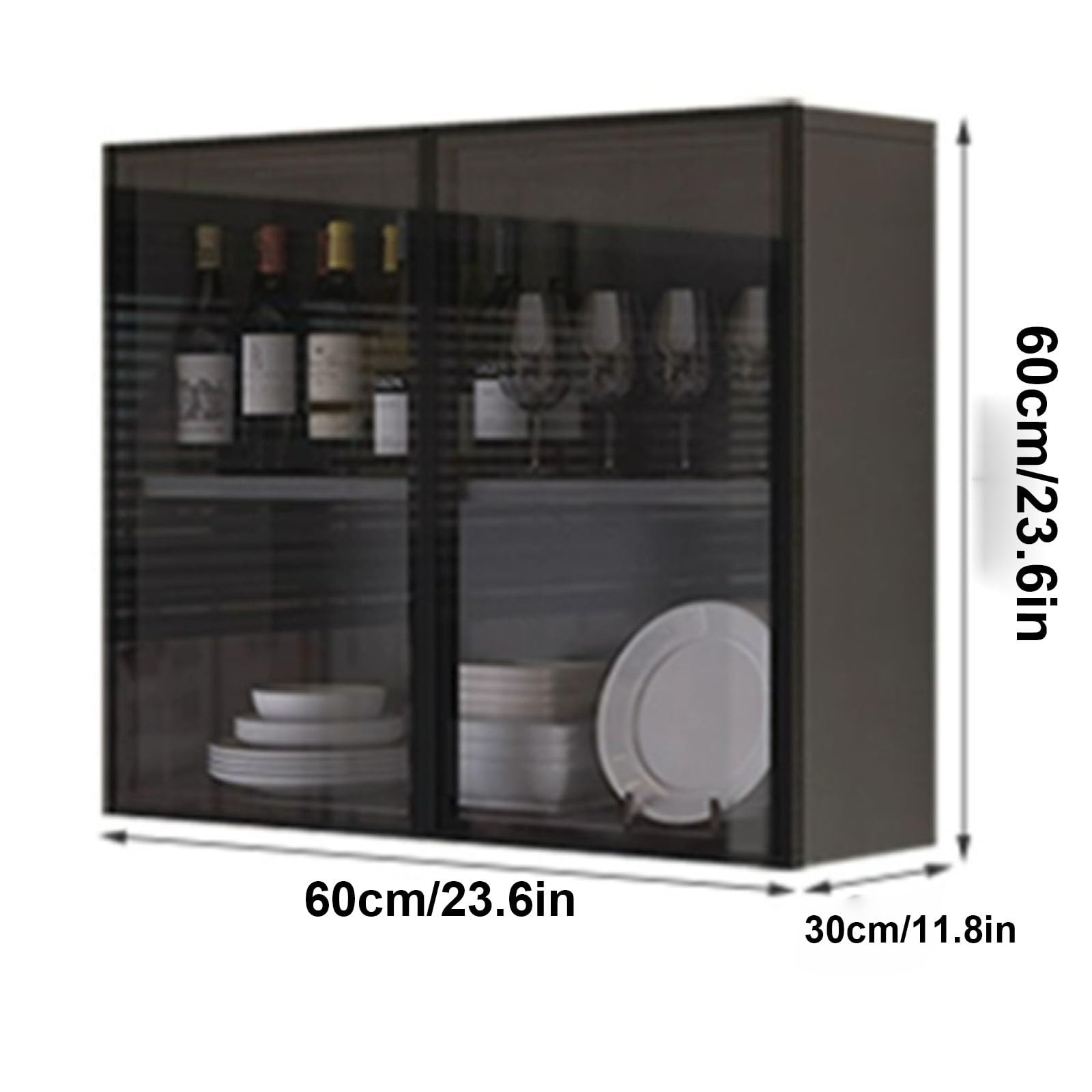 Armoire de rangement murale avec porte en verre pour cuisine, salle de bain, balcon, placard