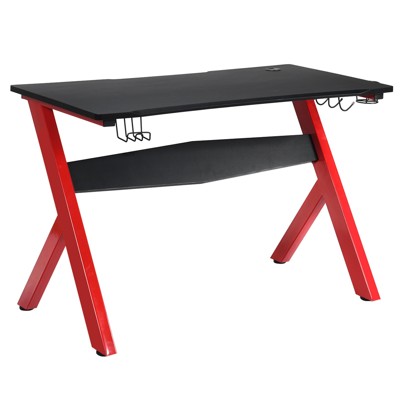 GIANTEX Scrivania da gaming, scrivania ergonomica per computer, tavolo videogiochi con porta bicchiere porta cuffie e tappetino per il mouse, postazione da gamer