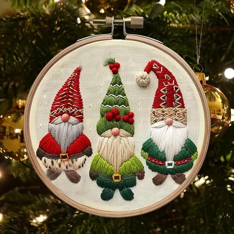 Image of Huacan Embroidery Kits for Adults Beginner DIY Cross Stitch Stamped Christmas Pattern Stitching Sewing Kit 1 Piece 7.8 x 7.8 Inch (Santa Claus)
