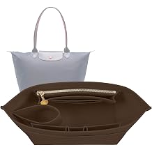 Lckaey Felt Handbag Organizer Insert for Longchamp Le Pliage, Universal Purse Insert for Most Tote Bags & Handbags 041coffee-L