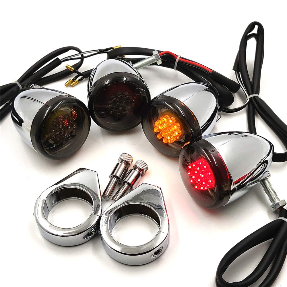 Zestaw chromowanych kierunkowskazów motocyklowych kompatybilny z Harley Davidson Bullet Led 41 mm