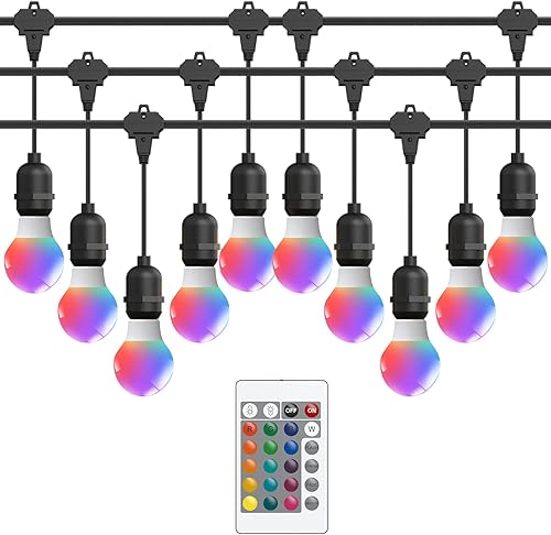 GOODSMANN Tira de luces de bajo voltaje para paisaje, luces que cambian de color al aire libre, 50 pies, RGBW, luces de colores colgantes de 3 W,