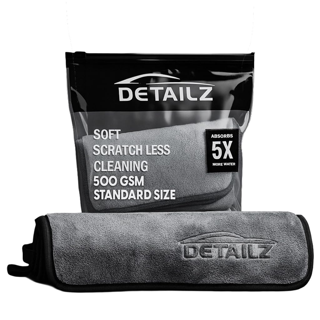 DETAILZ Microfiber Car Cleaning Cloth - Super Soft 500 GSM (40x40 CM) Microfiber Cloth for Car and Bike - Suede Edging for Scratch Less Drying and Detailing (Pack of 1)-image-21