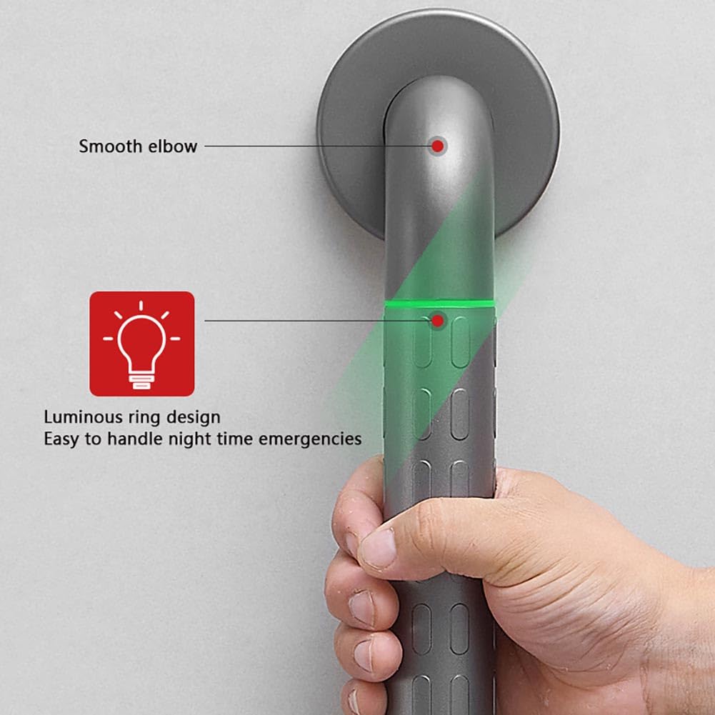 asideros para baño, Barras de Agarre de Seguridad for Baño con Acabado Chapado en Plástico Barra de Agarre for Ducha de Acero Inoxidable de 135 Grados Pasamanos for Inodoro Manija de Bañera Antidesliz