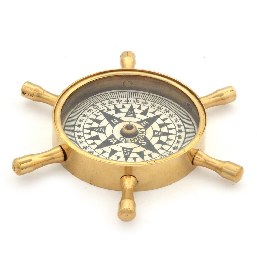 Little India Antique Wheel Design Real Compass (Gold,HCF225)-picture-23