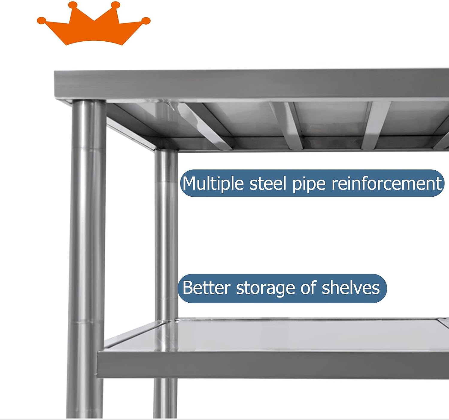 Bar Kitchen Sink Commercial Free Standing Utility Sink Station Prep Sink Kit Stainless Steel Compartment with 3-Layer Storage Shelf and 360° Faucet,90x50x85cm