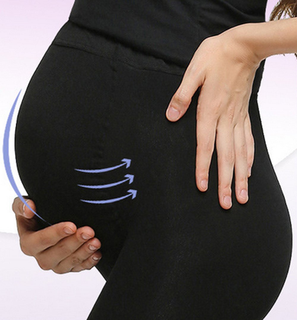 Damen Schwangerschafts Strumpfhosen 120D Maternity Tights Mutterschaft Verstellbares Breites Taillenband/Volle Füße
