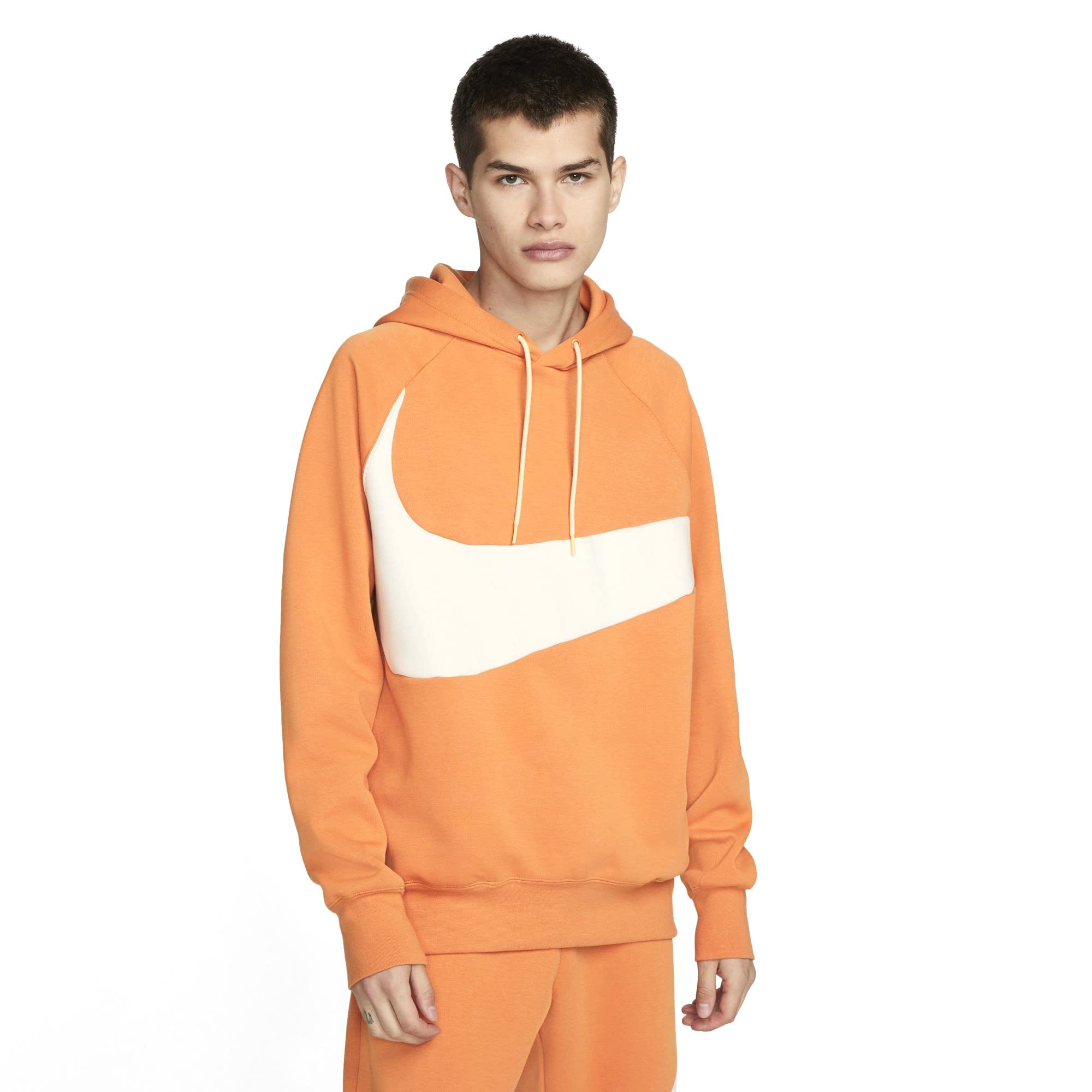 Nike Sportswear Swoosh Tech Fleece Mens Pullover Hoodie X-Large Hot Curry Pearl White Canvas