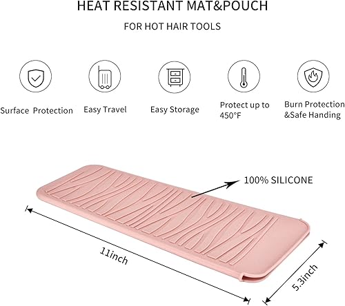Miniatura 9 de EIOKIT Bolsa de viaje de silicona resistente al calor para alisadora de cabello, plancha para prensar, rizador de pelo, varita rizadora de cabello,