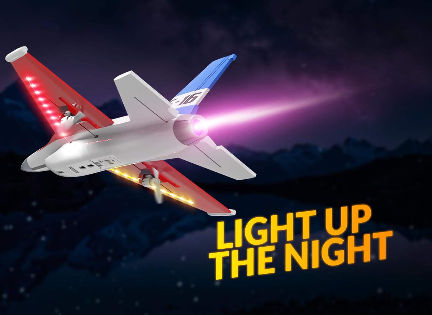 volantexrc Aereo RC F-16 Fighting Falcon - Jet Militare con Luci, 2.4Ghz 2CH, Pronto al Volo, Ideale per Principianti