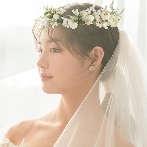 Miniatura 5 de Flower Headband Simulated Rose Flowers Elegant Hair Accessories for Weddings Parties and Photography for Brides and Bridesmaids