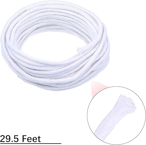 Miniatura 2 de Mechas redondas de algodón de repuesto para lámpara de aceite de 29.5 pies y 0.102 in para lámpara de alcohol de queroseno, linterna, quemador,