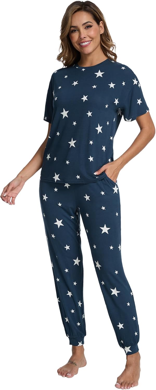 WiWi Women's Tracksuit Set Viscose from Bamboo Loungewear 2 Piece Outfit Long Pants Jogger Sets S-XXL