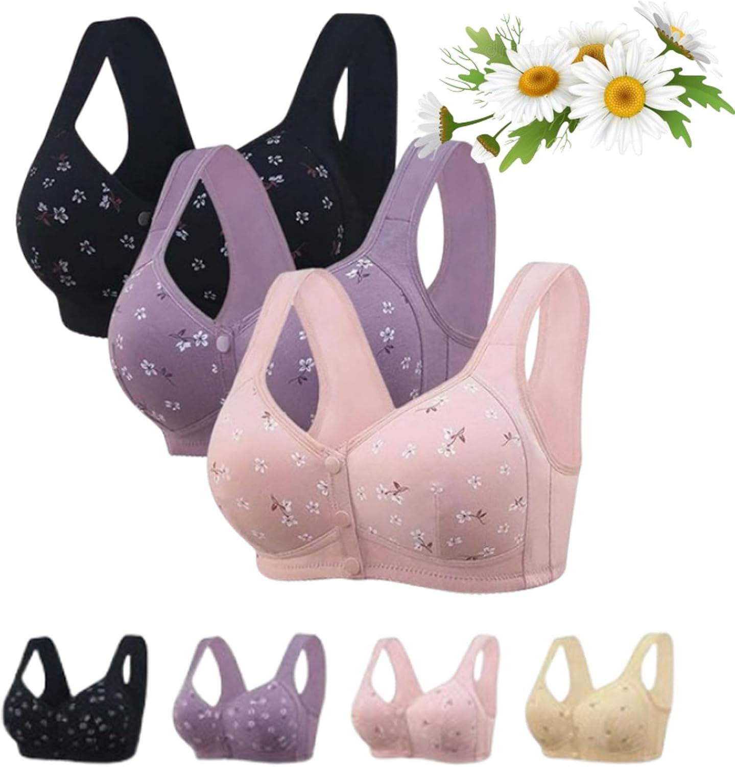 Lynsiebloom Daisy Bra, Lynsiebloom Comfort Gathering Bra, Comfortable Front Button Bras, Daisy Bras for Older Women