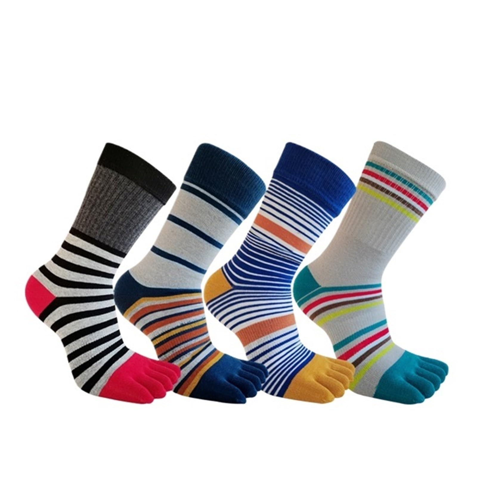 Fünf-Zehen-Socken aus Baumwolle for Herren | Mehrfarbig, Größe 4, EU 39–44, 5 Paar: Business, Party, Sport, Laufen, Wandern, Büro