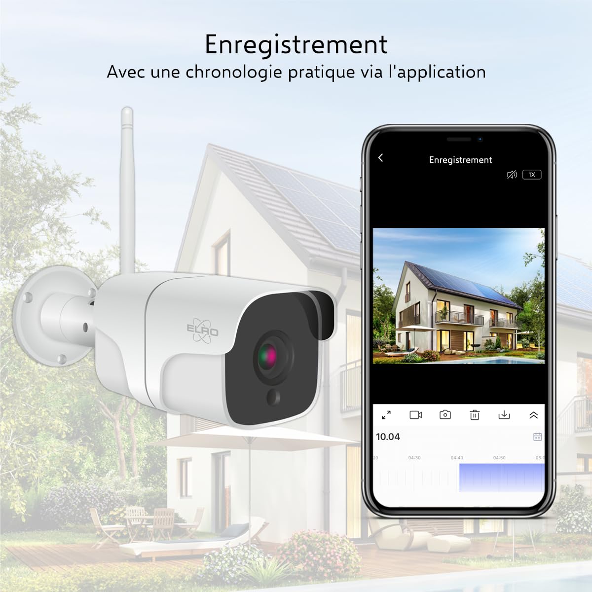 ELRO CO7000 Caméra de sécurité extérieure WiFi IP avec détecteur de Mouvement et Vision Nocturne - Caméra de Surveillance Full HD 1080P - Étanche IP66