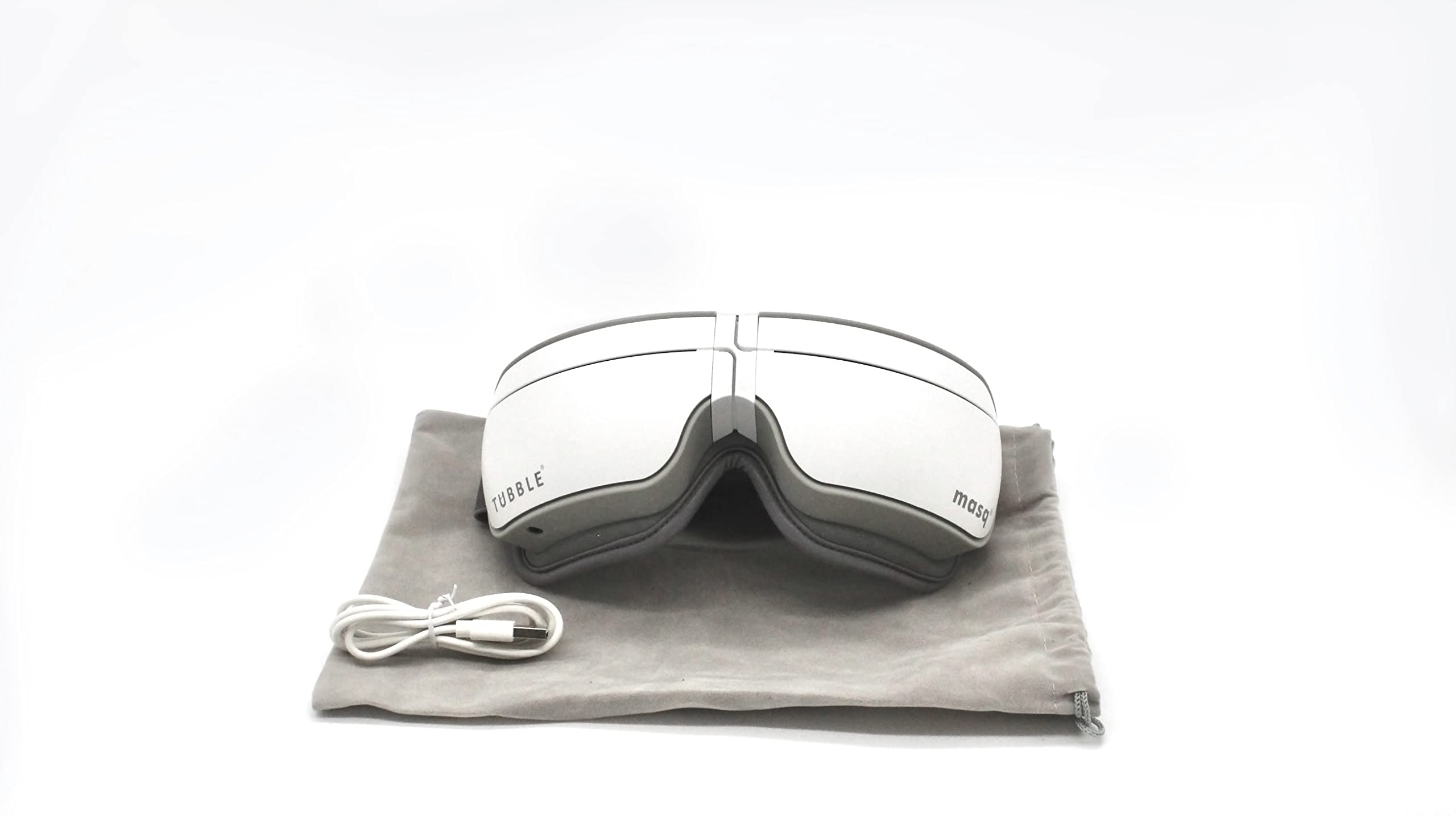 Tubble® Masq Augenmassagegerät mit Wärme & Vibration - Lindert Augenringe & Trockene Augen - Verbessert Schlafqualität - Weiches Öko-Leder - Wiederaufladbar - Seashell White