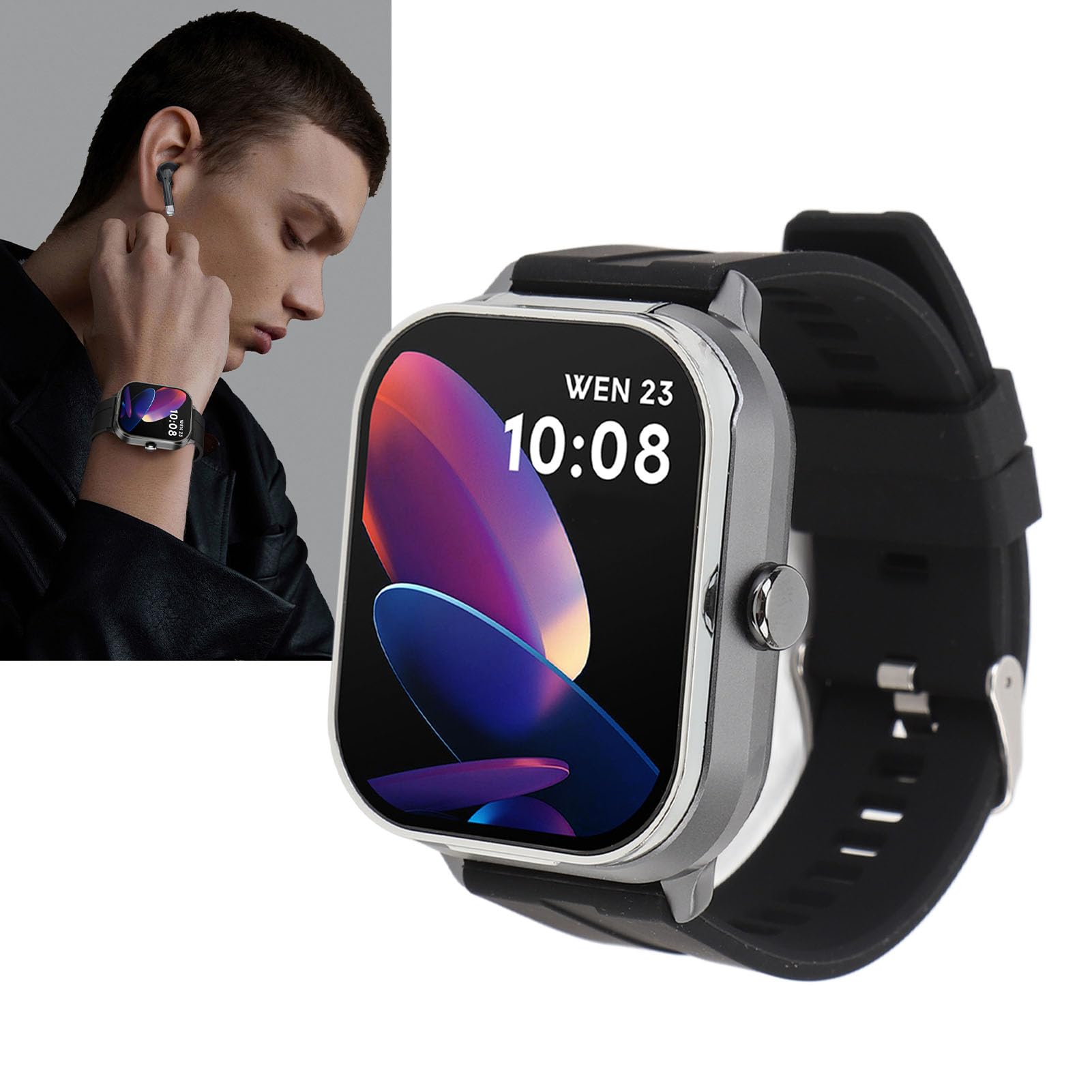 Ejoyous 2.01in Smartwatch con Earbuds, NFC Sports Fitness Tracker (Silver