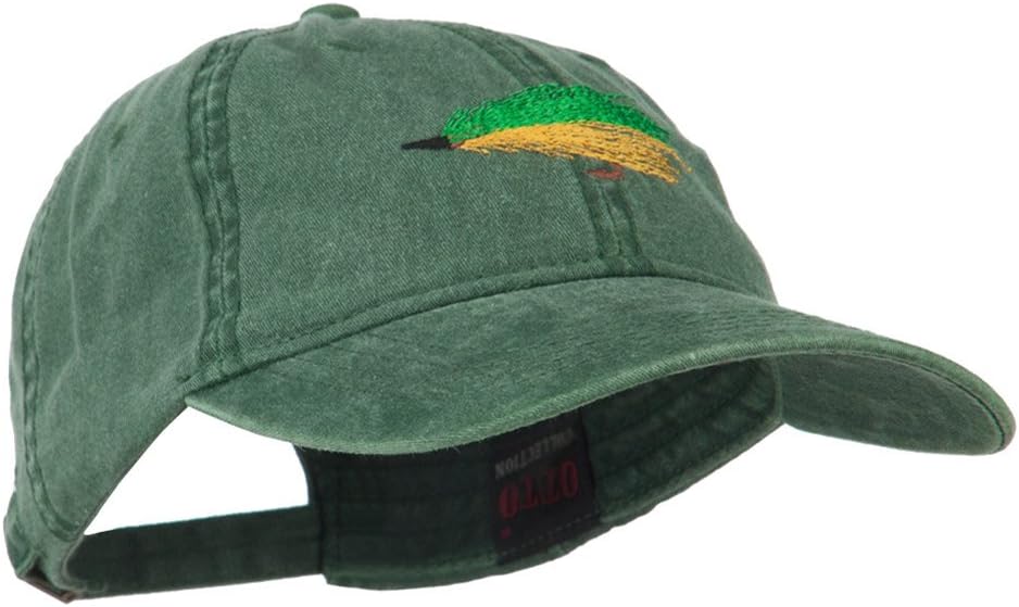 e4Hats.com Fishing Green Fly Embroidered Washed Cap