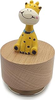 Mini Wooden Animal Rotary Music Box with Cute Giraffe Ornament (You are My Sunshine.)
