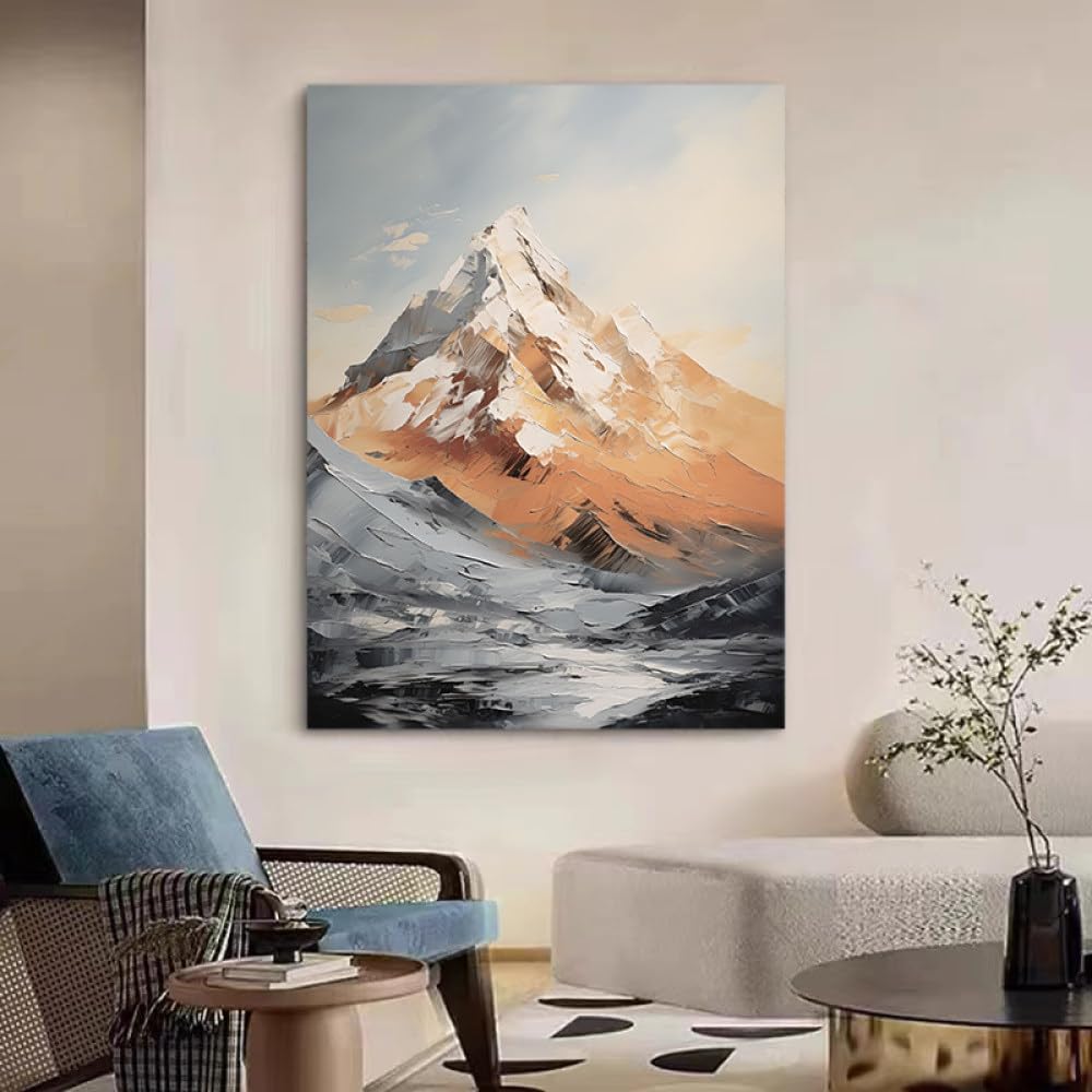 Sommet de montagne soleil paysage art mural salon de style peinture à l'huile
