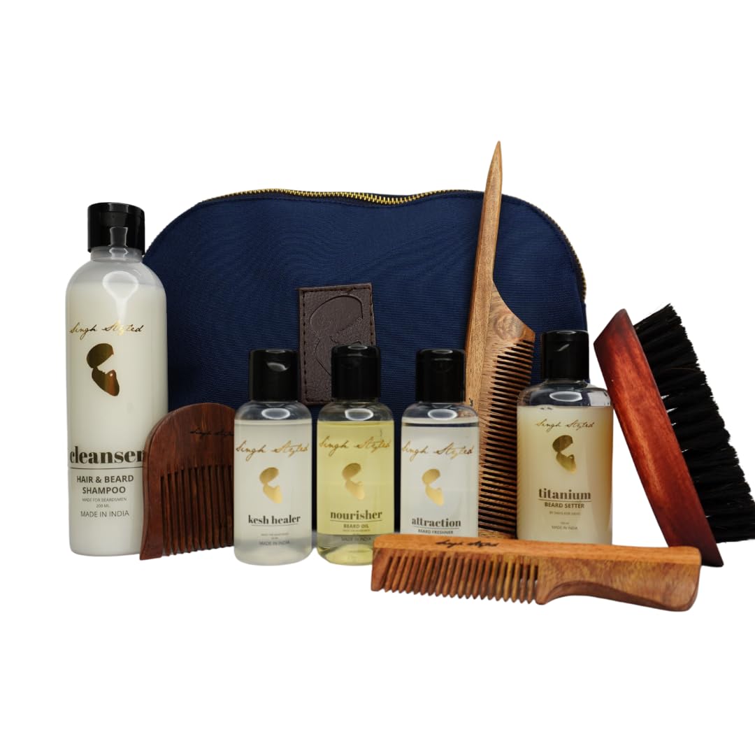Singh Styled Beard Care Kit for Men - Beard & Mustache Growth Kit - Includes Beard Setter, Oil, Serum, Cleansing Shampoo Wash, Perfume Deo, Brush & Moustache Comb - Gents Personal Grooming Kit (B0CKLJDBHY) Amazon Price History, Amazon Price Tracker
