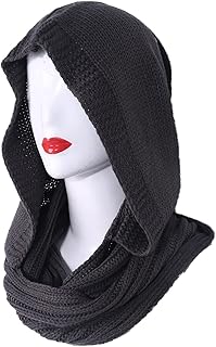 ASVNDD Donne Invernali all' Uncinetto a Maglia con Cappuccio anagrado a Infinito Sciarpa all' Aperto Antivento a Vuoto Caldo Scialle Wrap Auricolare a Forcella Auricolare con Scollo Auricolare