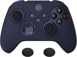 PlayVital Pure Xbox Series Xコントローラーに対応用アンチスリップシリコーンカバースキン、黒い親指グリップキャップ付き、Xbox Coreワイヤレスコントローラ対応用ソフトラバーケースプロテクター【ミッドナイトブルー】
