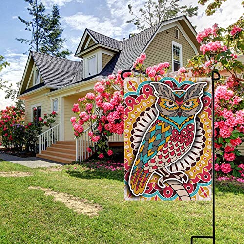 Uanvaha Owl Flower Garden Flags 12.5X18 Double Sided Colorful Mala Floral Bird Ethnic Wild Small House Flag Outdoor Home Patio Lawn Farmhouse Decor #TOP3